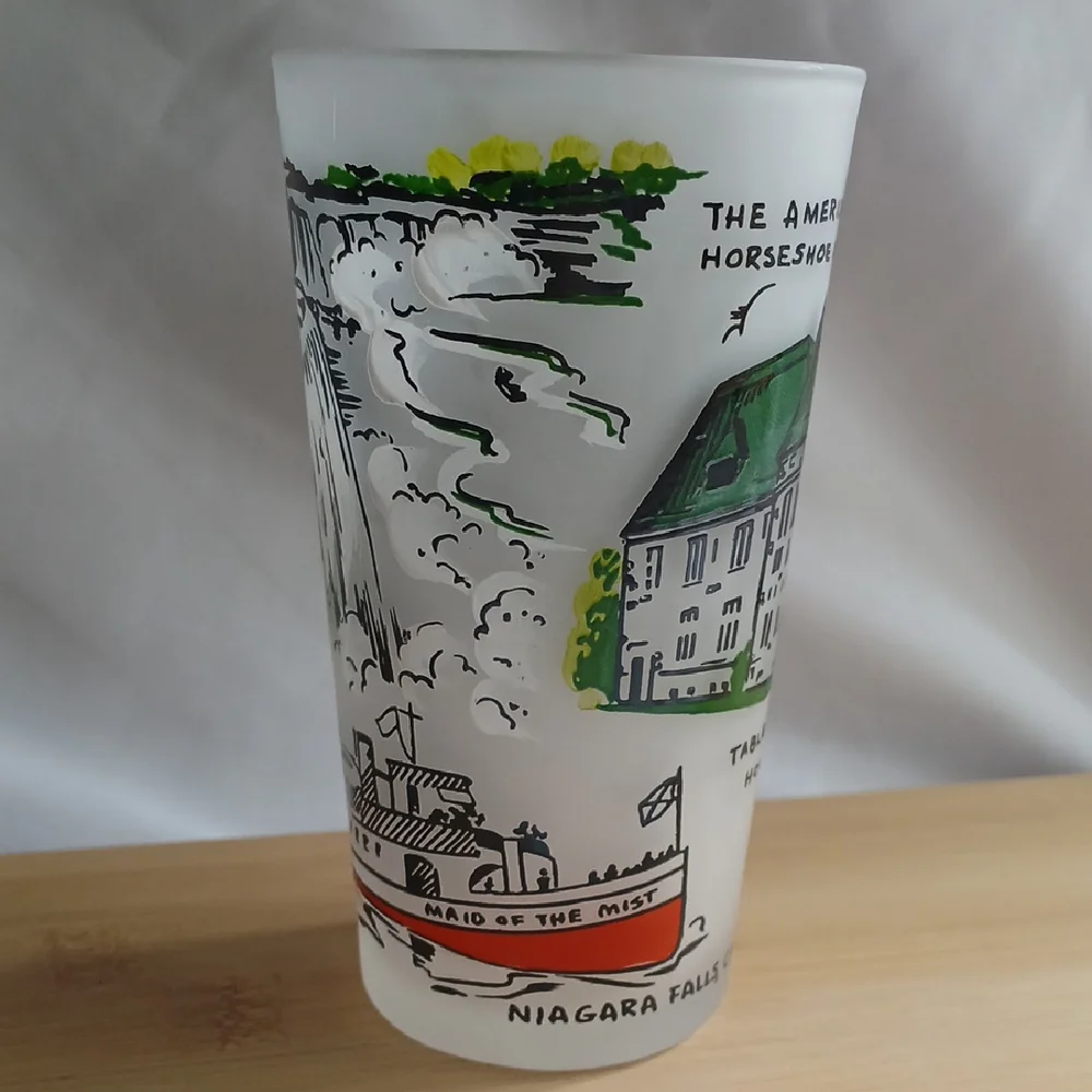 Vintage Hazel Atlas Niagara Falls Frosted Souvenir Tumbler